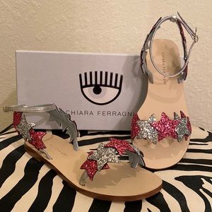 Chiara Ferragni Glitter Star Sandals